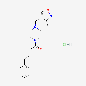 molecular formula C20H28ClN3O2 B2406382 Clorhidrato de 1-(4-((3,5-dimetilisoxazol-4-il)metil)piperazin-1-il)-4-fenilbutan-1-ona CAS No. 1351648-83-3