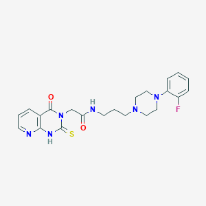molecular formula C22H25FN6O2S B2406386 N-(3-(4-(2-fluorophenyl)piperazin-1-yl)propyl)-2-(4-oxo-2-thioxo-1,2-dihydropyrido[2,3-d]pyrimidin-3(4H)-yl)acetamide CAS No. 688793-70-6