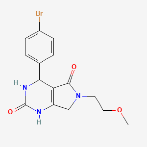 molecular formula C15H16BrN3O3 B2406439 4-(4-bromophenyl)-6-(2-methoxyethyl)-3,4,6,7-tetrahydro-1H-pyrrolo[3,4-d]pyrimidine-2,5-dione CAS No. 878123-52-5