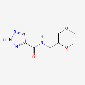 molecular formula C8H12N4O3 B2406442 N-(1,4-dioxan-2-ylmethyl)-1H-1,2,3-triazole-5-carboxamide CAS No. 1489110-06-6