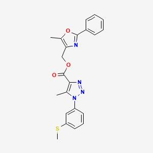 molecular formula C22H20N4O3S B2406443 (5-methyl-2-phenyloxazol-4-yl)methyl 5-methyl-1-(3-(methylthio)phenyl)-1H-1,2,3-triazole-4-carboxylate CAS No. 946306-82-7