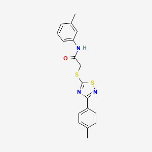 molecular formula C18H17N3OS2 B2406444 N-(m-tolyl)-2-((3-(p-tolyl)-1,2,4-thiadiazol-5-yl)thio)acetamide CAS No. 864917-05-5