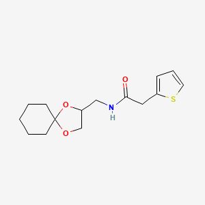 molecular formula C15H21NO3S B2406448 N-(1,4-dioxaspiro[4.5]decan-2-ylmethyl)-2-(thiophen-2-yl)acetamide CAS No. 1210029-81-4