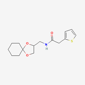 molecular formula C15H21NO3S B2406448 N-(1,4-二氧杂螺[4.5]癸烷-2-基甲基)-2-(噻吩-2-基)乙酰胺 CAS No. 1210029-81-4