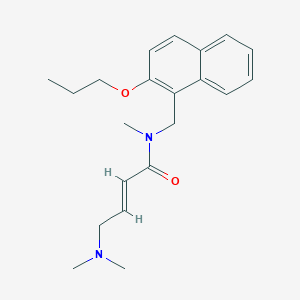 molecular formula C21H28N2O2 B2406449 (E)-4-(Dimethylamino)-N-methyl-N-[(2-propoxynaphthalen-1-yl)methyl]but-2-enamide CAS No. 2411332-20-0