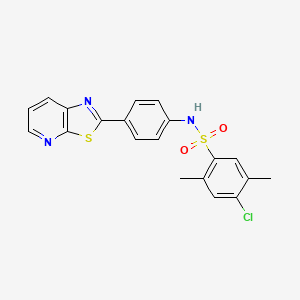 molecular formula C20H16ClN3O2S2 B2406457 4-chloro-2,5-dimethyl-N-(4-(thiazolo[5,4-b]pyridin-2-yl)phenyl)benzenesulfonamide CAS No. 2309826-09-1