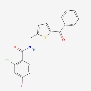 molecular formula C19H13ClFNO2S B2406460 N-[(5-benzoylthiophen-2-yl)methyl]-2-chloro-4-fluorobenzamide CAS No. 1797761-52-4