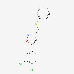 molecular formula C16H11Cl2NOS B2406465 5-(3,4-Dichlorophenyl)-3-[(phenylsulfanyl)methyl]isoxazole CAS No. 339019-68-0