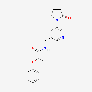 molecular formula C19H21N3O3 B2406481 N-{[5-(2-氧代吡咯烷-1-基)吡啶-3-基]甲基}-2-苯氧基丙酰胺 CAS No. 2097896-15-4