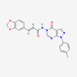 molecular formula C22H17N5O4 B2406486 (E)-3-(苯并[d][1,3]二氧杂环-5-基)-N-(4-氧代-1-(对甲苯基)-1H-吡唑并[3,4-d]嘧啶-5(4H)-基)丙烯酰胺 CAS No. 899966-72-4
