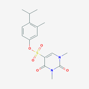 molecular formula C16H20N2O5S B2406505 (3-甲基-4-丙-2-基苯基) 1,3-二甲基-2,4-二氧嘧啶-5-磺酸盐 CAS No. 869070-47-3