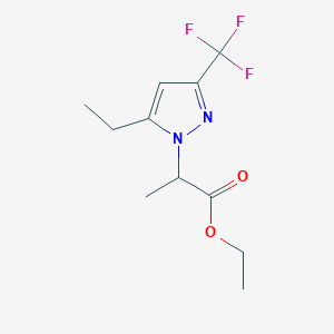molecular formula C11H15F3N2O2 B2406519 Ethyl 2-[5-ethyl-3-(trifluoromethyl)-1H-pyrazol-1-yl]propanoate CAS No. 1855889-77-8