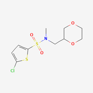 molecular formula C10H14ClNO4S2 B2406521 N-((1,4-dioxan-2-yl)methyl)-5-chloro-N-methylthiophene-2-sulfonamide CAS No. 1421478-14-9