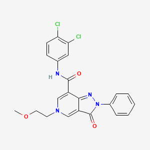 molecular formula C22H18Cl2N4O3 B2406523 N-(3,4-dichlorophenyl)-5-(2-methoxyethyl)-3-oxo-2-phenyl-3,5-dihydro-2H-pyrazolo[4,3-c]pyridine-7-carboxamide CAS No. 923250-60-6