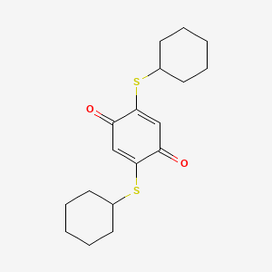 molecular formula C18H24O2S2 B2406526 2,5-Bis(cyclohexylsulfanyl)cyclohexa-2,5-diene-1,4-dione CAS No. 681446-48-0