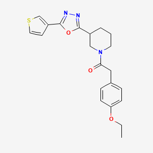 molecular formula C21H23N3O3S B2406527 2-(4-Ethoxyphenyl)-1-(3-(5-(thiophen-3-yl)-1,3,4-oxadiazol-2-yl)piperidin-1-yl)ethanone CAS No. 1797536-60-7