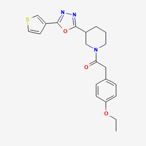 molecular formula C21H23N3O3S B2406527 2-(4-乙氧苯基)-1-(3-(5-(噻吩-3-基)-1,3,4-恶二唑-2-基)哌啶-1-基)乙酮 CAS No. 1797536-60-7