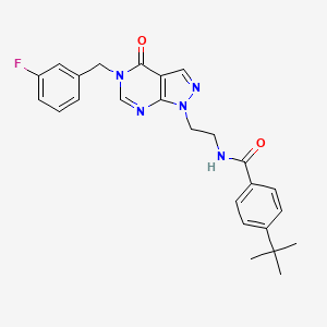 molecular formula C25H26FN5O2 B2406532 4-(tert-butyl)-N-(2-(5-(3-fluorobenzyl)-4-oxo-4,5-dihydro-1H-pyrazolo[3,4-d]pyrimidin-1-yl)ethyl)benzamide CAS No. 922044-52-8