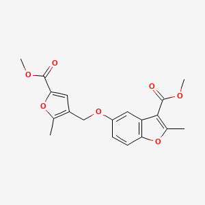 molecular formula C19H18O7 B2406538 5-[(5-甲氧羰基-2-甲基-3-呋喃基)甲氧基]-2-甲基-3-苯并呋喃羧酸甲酯 CAS No. 300557-14-6