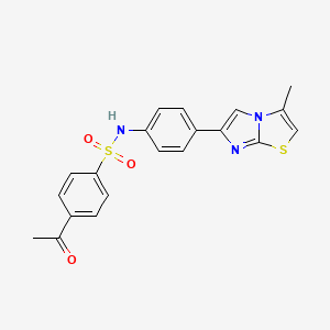 molecular formula C20H17N3O3S2 B2406553 4-乙酰基-N-[4-(3-甲基咪唑并[2,1-b][1,3]噻唑-6-基)苯基]苯磺酰胺 CAS No. 893980-40-0
