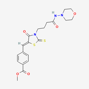 molecular formula C20H23N3O5S2 B2406554 (Z)-methyl 4-((3-(4-(morpholinoamino)-4-oxobutyl)-4-oxo-2-thioxothiazolidin-5-ylidene)methyl)benzoate CAS No. 681814-30-2