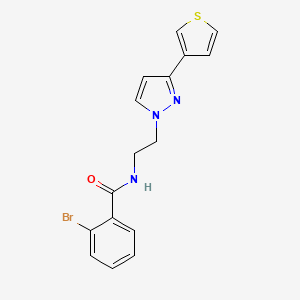 molecular formula C16H14BrN3OS B2406558 2-bromo-N-(2-(3-(thiophen-3-yl)-1H-pyrazol-1-yl)ethyl)benzamide CAS No. 2034366-09-9