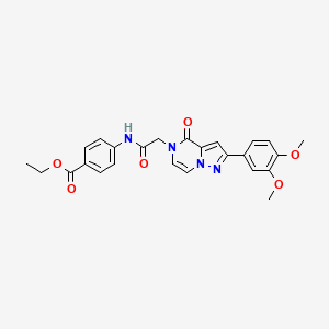 molecular formula C25H24N4O6 B2406560 ethyl 4-({[2-(3,4-dimethoxyphenyl)-4-oxopyrazolo[1,5-a]pyrazin-5(4H)-yl]acetyl}amino)benzoate CAS No. 941938-73-4