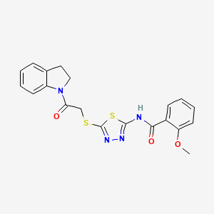 molecular formula C20H18N4O3S2 B2406561 N-(5-((2-(吲哚-1-基)-2-氧代乙基)硫代)-1,3,4-噻二唑-2-基)-2-甲氧基苯甲酰胺 CAS No. 392300-76-4