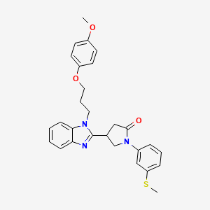 molecular formula C28H29N3O3S B2406565 4-{1-[3-(4-methoxyphenoxy)propyl]-1H-benzimidazol-2-yl}-1-[3-(methylsulfanyl)phenyl]pyrrolidin-2-one CAS No. 847397-84-6