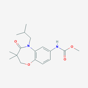 molecular formula C17H24N2O4 B2406567 Methyl (5-isobutyl-3,3-dimethyl-4-oxo-2,3,4,5-tetrahydrobenzo[b][1,4]oxazepin-7-yl)carbamate CAS No. 921793-15-9