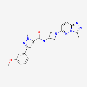 molecular formula C22H24N8O2 B2406569 3-(3-甲氧基苯基)-N,1-二甲基-N-(1-(3-甲基-[1,2,4]三唑并[4,3-b]哒嗪-6-基)氮杂环丁烷-3-基)-1H-吡唑-5-甲酰胺 CAS No. 2309798-20-5