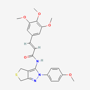 molecular formula C24H25N3O5S B2406576 (E)-N-(2-(4-methoxyphenyl)-4,6-dihydro-2H-thieno[3,4-c]pyrazol-3-yl)-3-(3,4,5-trimethoxyphenyl)acrylamide CAS No. 444185-08-4