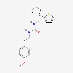 molecular formula C20H26N2O2S B2406611 1-(4-Methoxyphenethyl)-3-((1-(thiophen-2-yl)cyclopentyl)methyl)urea CAS No. 1207045-88-2