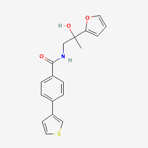 molecular formula C18H17NO3S B2406613 N-(2-(フラン-2-イル)-2-ヒドロキシプロピル)-4-(チオフェン-3-イル)ベンズアミド CAS No. 2034572-75-1