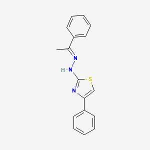 molecular formula C17H15N3S B2406614 (E)-4-苯基-2-(2-(1-苯乙叉基)肼基)噻唑 CAS No. 1502825-86-6