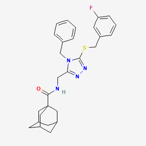 molecular formula C28H31FN4OS B2406615 N-[[4-benzyl-5-[(3-fluorophenyl)methylsulfanyl]-1,2,4-triazol-3-yl]methyl]adamantane-1-carboxamide CAS No. 477303-30-3