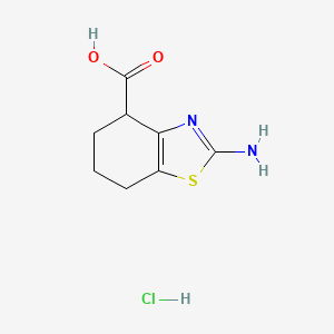 molecular formula C8H11ClN2O2S B2406643 2-Amino-4,5,6,7-tetrahydro-1,3-benzothiazole-4-carboxylic acid hydrochloride CAS No. 1808580-34-8