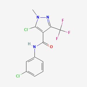 molecular formula C12H8Cl2F3N3O B2406645 5-chloro-N-(3-chlorophenyl)-1-methyl-3-(trifluoromethyl)-1H-pyrazole-4-carboxamide CAS No. 321533-87-3