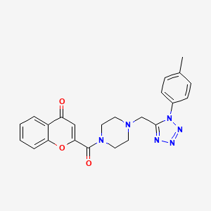 molecular formula C23H22N6O3 B2406652 2-(4-((1-(p-tolyl)-1H-tetrazol-5-yl)methyl)piperazine-1-carbonyl)-4H-chromen-4-one CAS No. 1049450-46-5