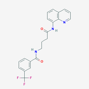 molecular formula C21H18F3N3O2 B2406656 N-(4-Oxo-4-(chinolin-8-ylamino)butyl)-3-(trifluormethyl)benzamid CAS No. 1251544-71-4