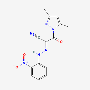 molecular formula C14H12N6O3 B2406668 (1E)-2-(3,5-dimethylpyrazol-1-yl)-N-(2-nitroanilino)-2-oxoethanimidoyl cyanide CAS No. 477710-12-6
