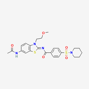 N-[6-acetamido-3-(2-methoxyethyl)-1,3-benzothiazol-2-ylidene]-4-piperidin-1-ylsulfonylbenzamide