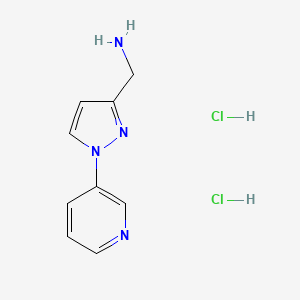 molecular formula C9H12Cl2N4 B2406675 1-[1-(Pyridin-3-YL)-1H-pyrazol-3-YL]methanamine dihydrochloride CAS No. 2459962-92-4
