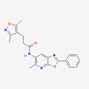 molecular formula C21H20N4O3 B2406678 3-(3,5-dimethylisoxazol-4-yl)-N-(5-methyl-2-phenyloxazolo[5,4-b]pyridin-6-yl)propanamide CAS No. 2034521-26-9
