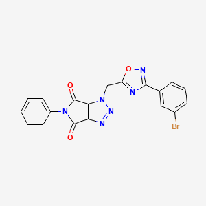 molecular formula C19H13BrN6O3 B2406679 1-((3-(3-bromophenyl)-1,2,4-oxadiazol-5-yl)methyl)-5-phenyl-1,6a-dihydropyrrolo[3,4-d][1,2,3]triazole-4,6(3aH,5H)-dione CAS No. 1251629-38-5