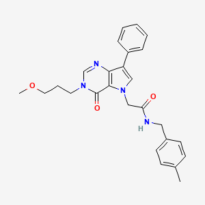 molecular formula C26H28N4O3 B2406681 2-[3-(3-methoxypropyl)-4-oxo-7-phenyl-3,4-dihydro-5H-pyrrolo[3,2-d]pyrimidin-5-yl]-N-(4-methylbenzyl)acetamide CAS No. 1251698-53-9