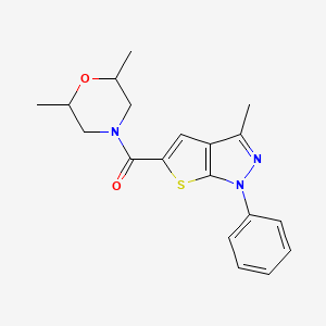 molecular formula C19H21N3O2S B2406688 (2,6-dimethylmorpholino)(3-methyl-1-phenyl-1H-thieno[2,3-c]pyrazol-5-yl)methanone CAS No. 512839-99-5