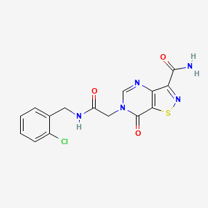 molecular formula C15H12ClN5O3S B2406691 6-(2-((2-Chlorobenzyl)amino)-2-oxoethyl)-7-oxo-6,7-dihydroisothiazolo[4,5-d]pyrimidine-3-carboxamide CAS No. 1251606-44-6