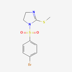 molecular formula C10H11BrN2O2S2 B2406695 1-(4-Bromophenyl)sulfonyl-2-methylsulfanyl-4,5-dihydroimidazole CAS No. 868216-41-5