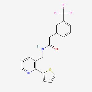 molecular formula C19H15F3N2OS B2406701 N-((2-(thiophen-2-yl)pyridin-3-yl)methyl)-2-(3-(trifluoromethyl)phenyl)acetamide CAS No. 2034577-16-5